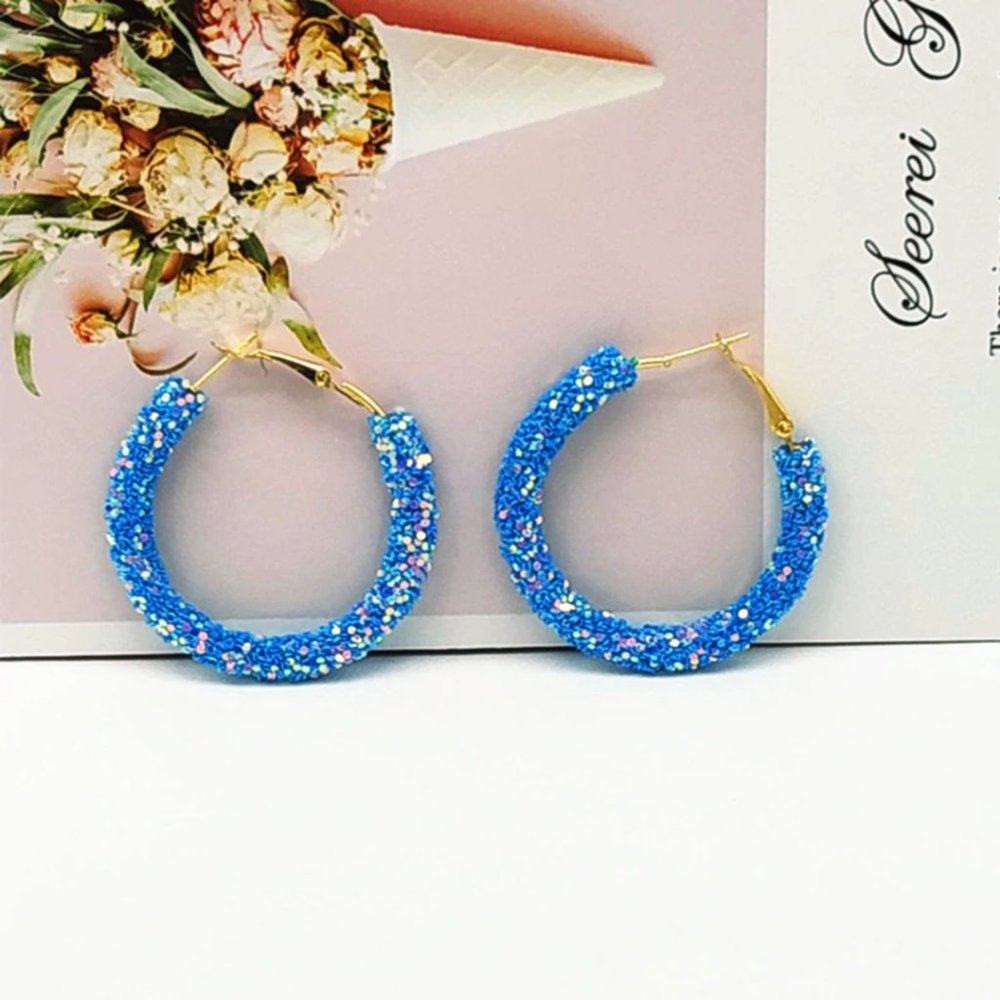 ๐ Colorful Summer Hoop Earrings - Blue - Picture 1 of 5